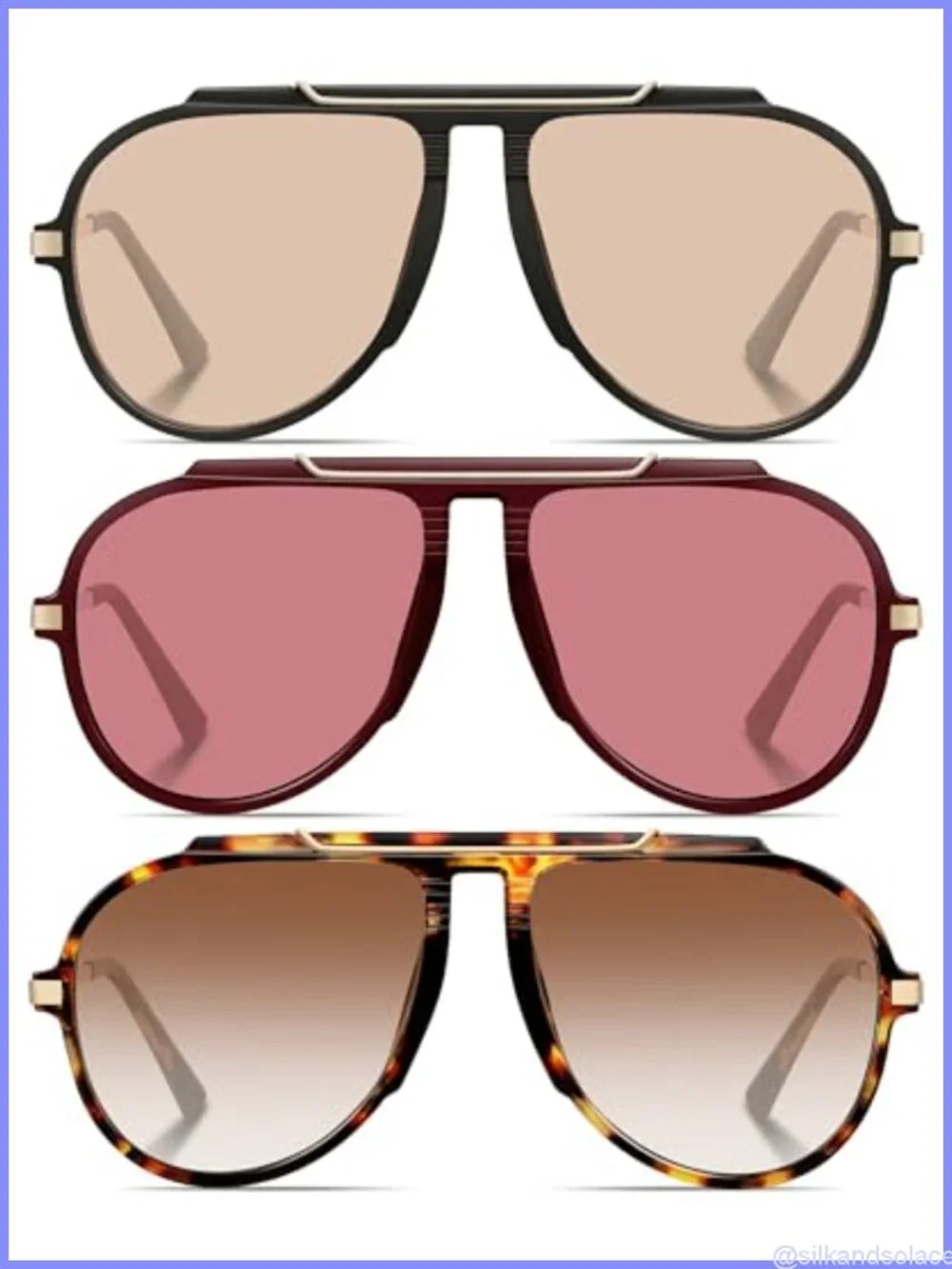 Oversized Retro Aviator Sunglasses Gold Metal Tangle Free UV Protection